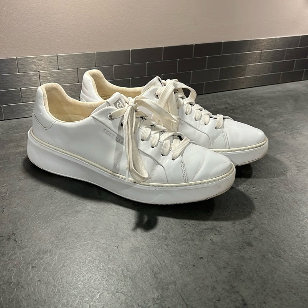 Cole Haan GrandPro Topspin white tennis shoe